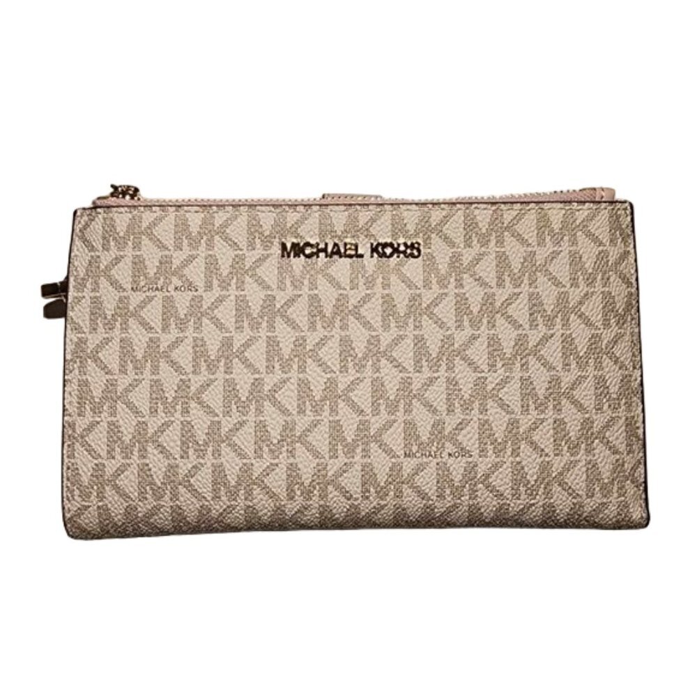 NWT Michael Kors Jet Set Double Zip Wristlet Light Powder Blush